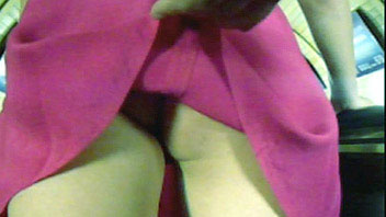 Ut_1566# Brunette in a short pink dress. She's stood on the elevator her legs apart. I've used my ch