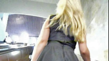 Ut_1178# A blonde in a short black dress, suitable for girl upskirt clips! Shot her with the illumin