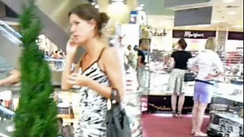 Ut_1100# Gorgeous young lady in revealing summer dress! She was riding an escalator in the supermark