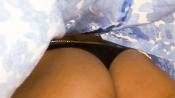 Ut_3045# Tanned babe in a wide blue skirt. Our upskirt master could not miss such a beauty. Round ta