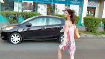 Ut_0984# Who wouldn't notice this gorgeous female in a long pink summer dress. The upskirt pics are 