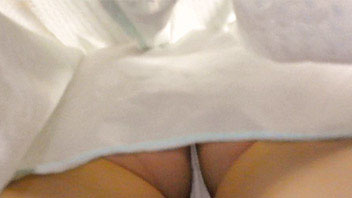 Ut_2110# Slender brunette hottie in blue sundress. Amazing and so hot round ass in white panties in 