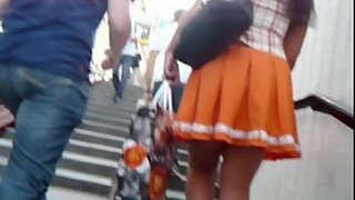 UT_1233#Here comes a girl in open red skirt! I was making my pictures while she was going ups